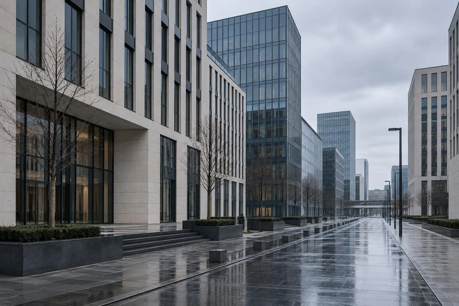 Office buildings in the Kirchberg financial quarter of Luxembourg